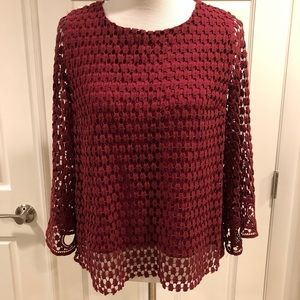 NWT Anthro Open Weave Blouse L Vanessa Virginia